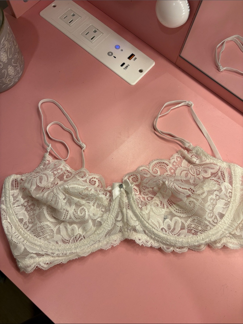 Trashy Lingerie Size M Lace Underwire Bralette in White - Women's Intimates